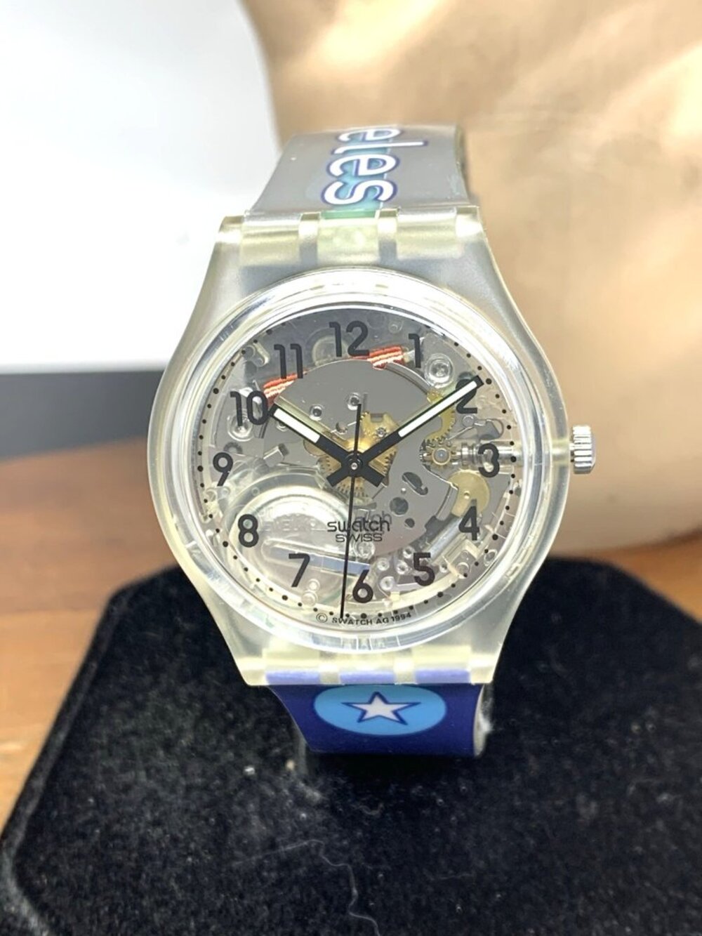 Swatch Watch GK209D Los Angeles Swiss Quartz Blue Rubber Vintage 1994 34mm